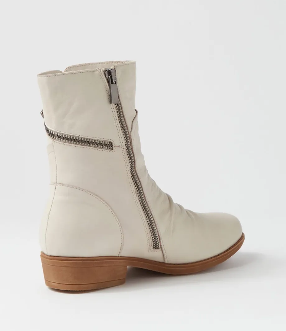 Renu Almond Leather Ankle Boots