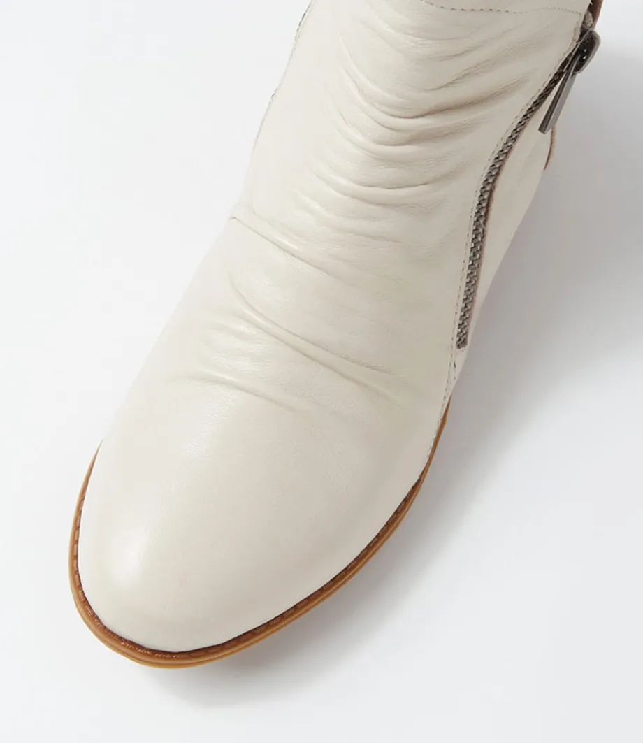 Renu Almond Leather Ankle Boots