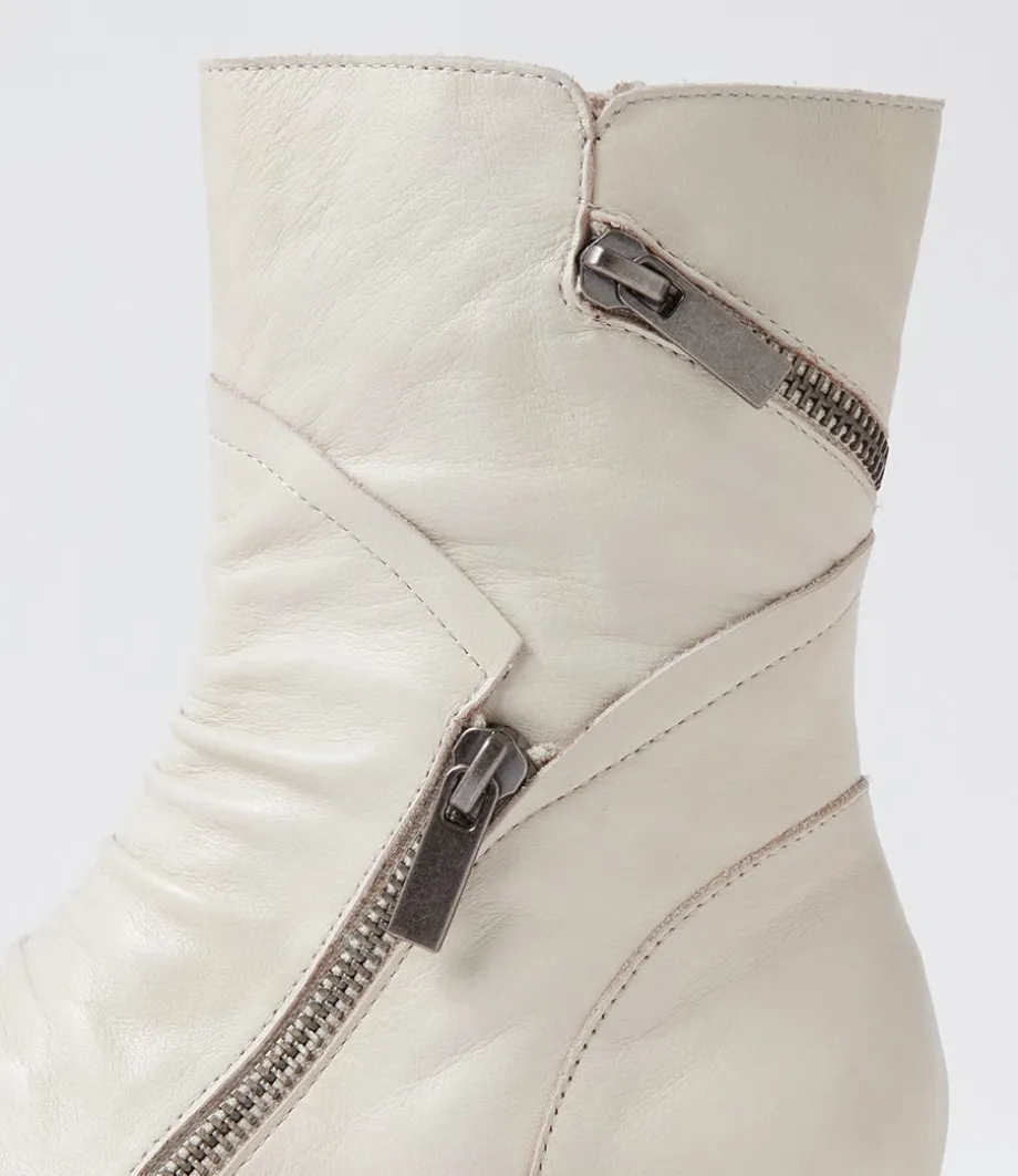 Renu Almond Leather Ankle Boots