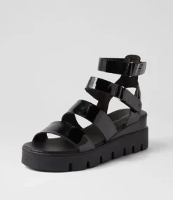 Rhean Black Patent Sandals