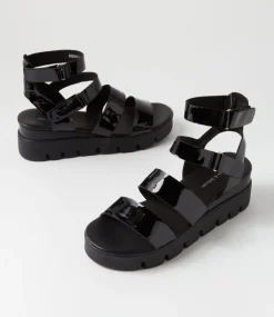 Rhean Black Patent Sandals