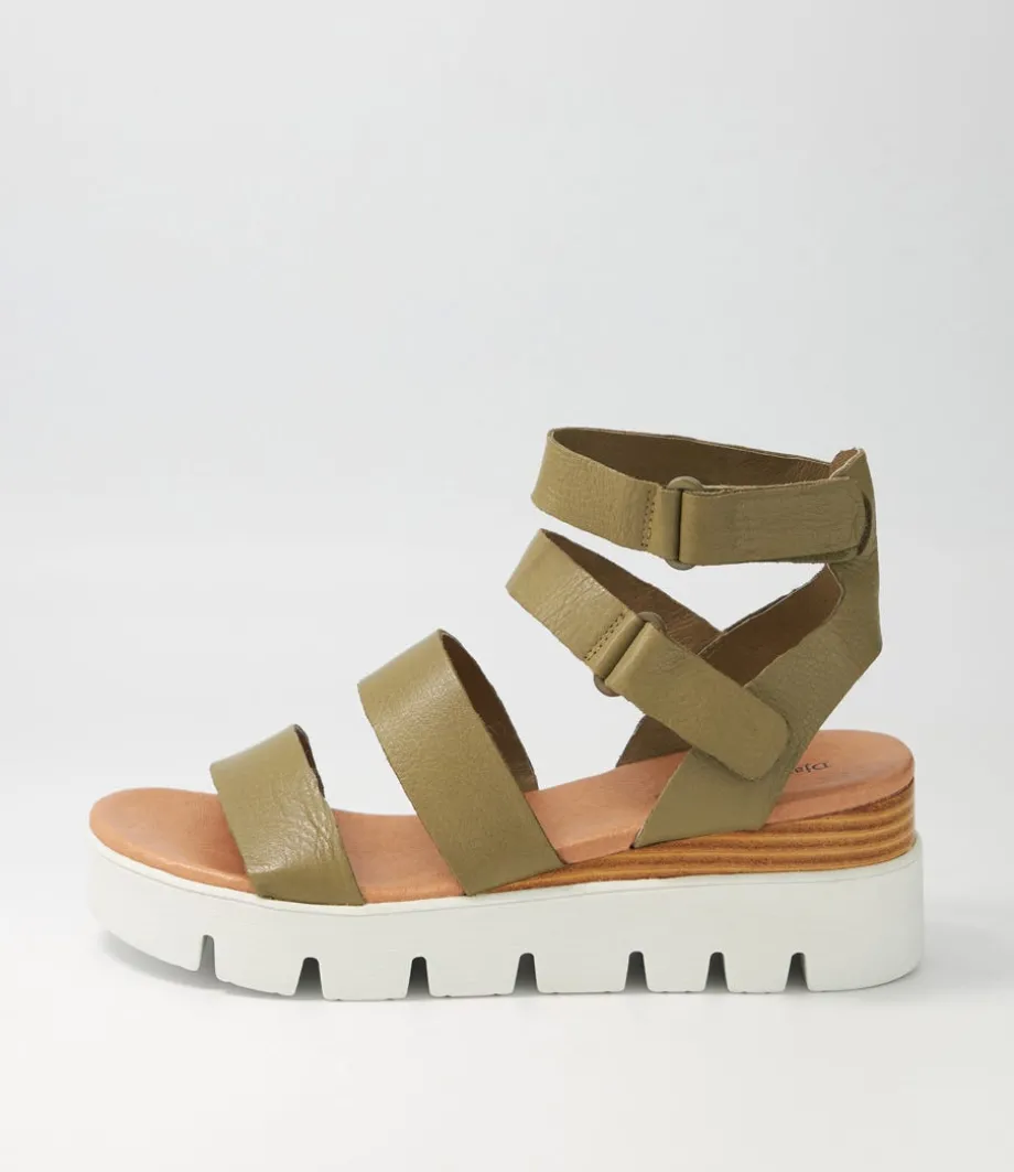 Rhean Khaki Leather Sandals