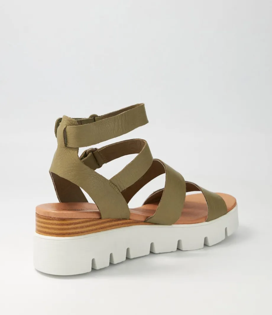 Rhean Khaki Leather Sandals