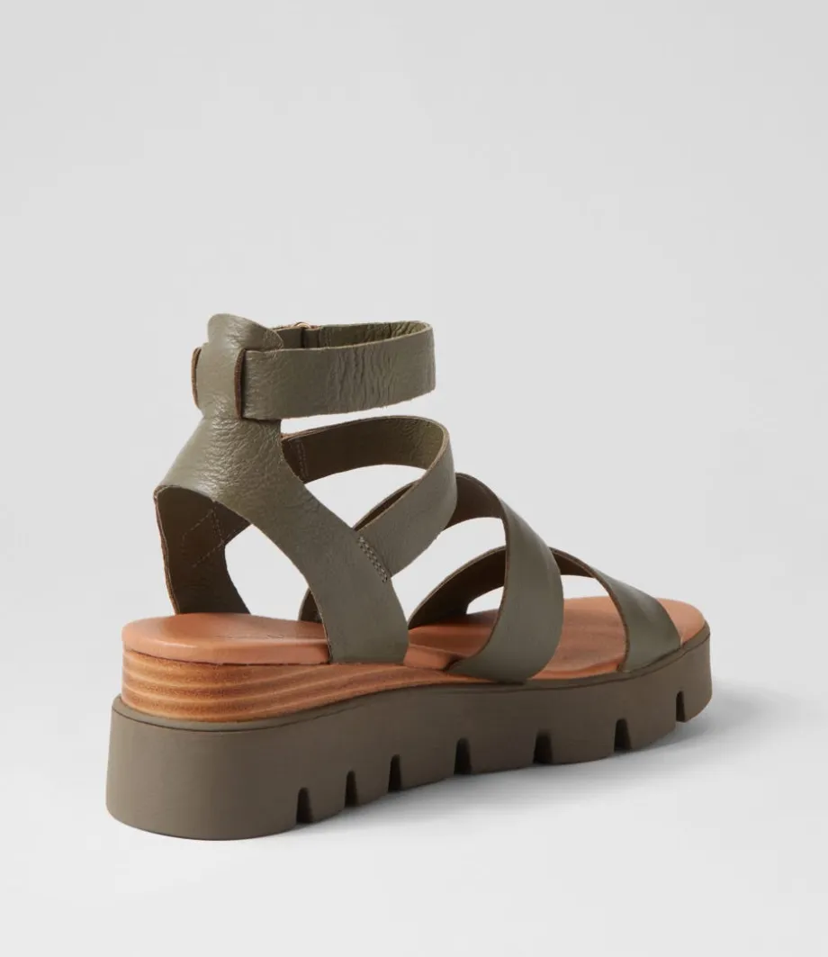 Rhean Olive Leather Sandals