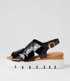 Riku Black Natural White Patent Sandals