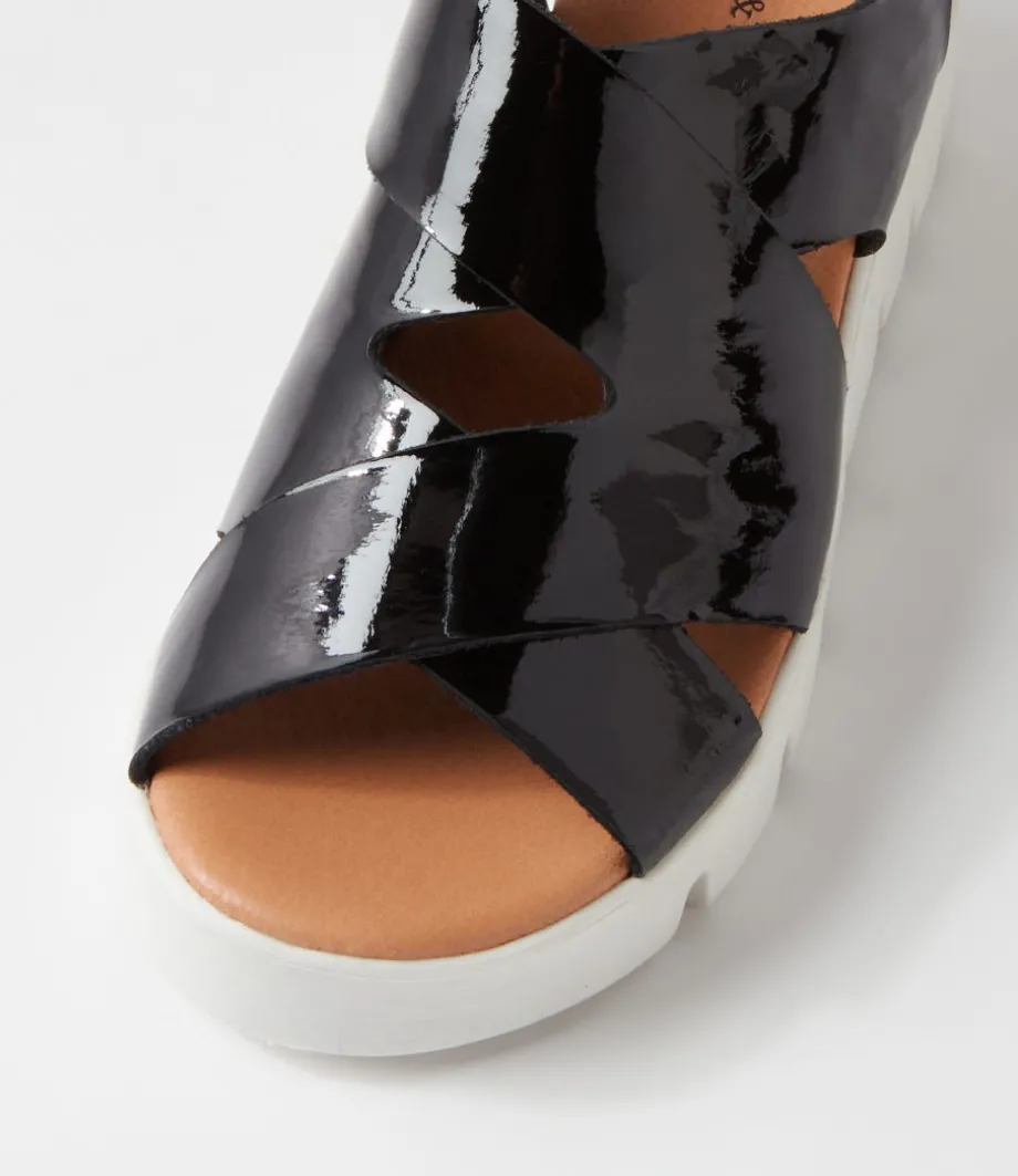Riku Black Natural White Patent Sandals