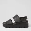 Rillow Black Leather Sandals