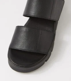 Rillow Black Leather Sandals