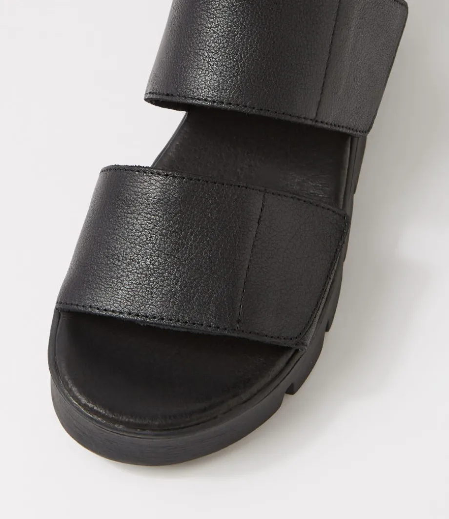 Rillow Black Leather Sandals
