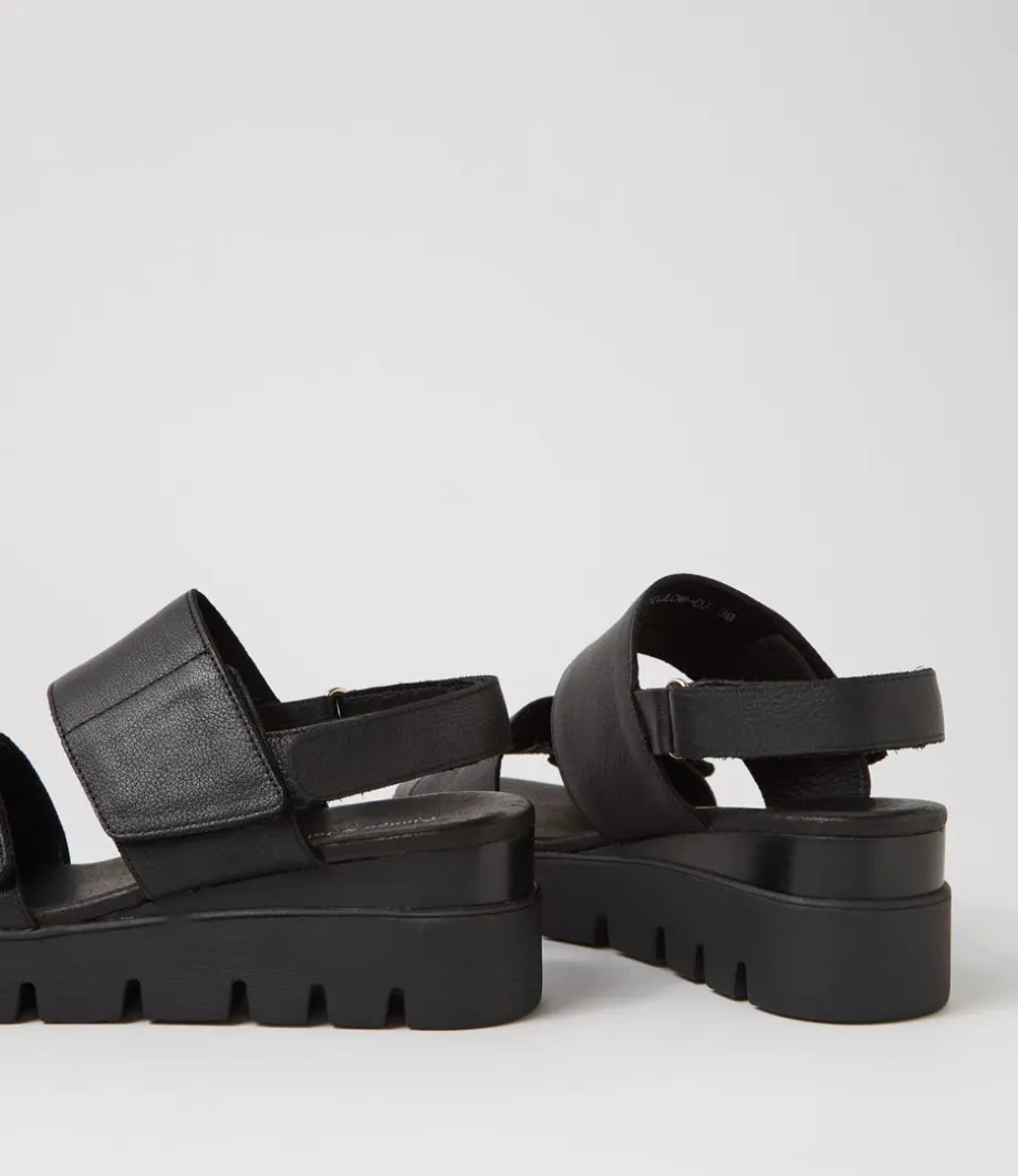 Rillow Black Leather Sandals