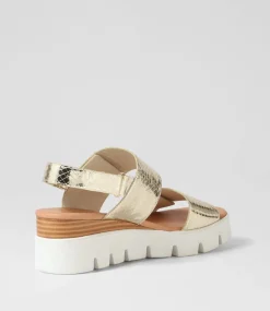 Rillow Gold White Mirror Leather Sandals