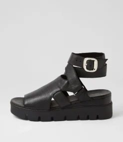 Rimini Black Leather Sandals