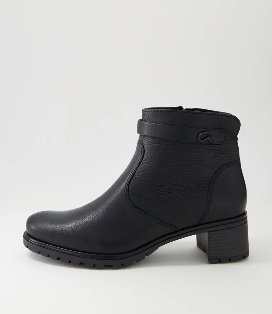 Ronda 11 Schwarz Leather Ankle Boots