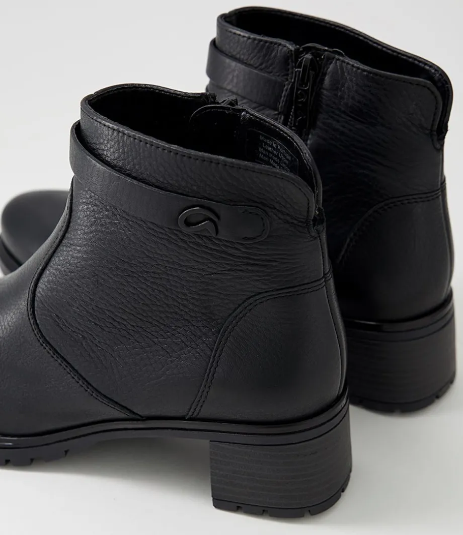 Ronda 11 Schwarz Leather Ankle Boots