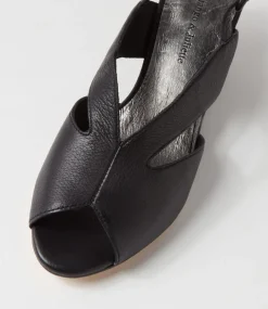 Ronney Black Leather Sandals
