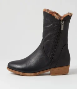 Rudo Black Leopard Fur Tumble Nubuck Calf Boots