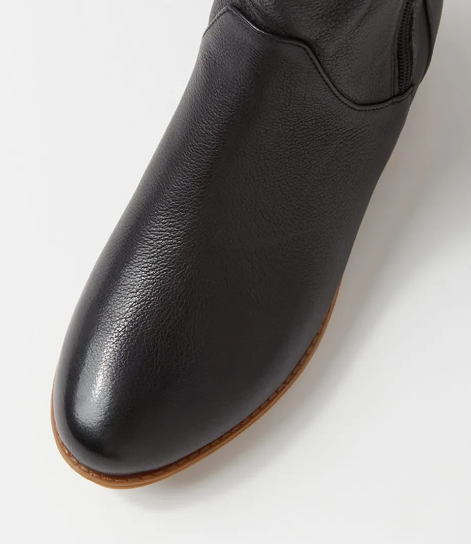 Rudo Black Leopard Fur Tumble Nubuck Calf Boots