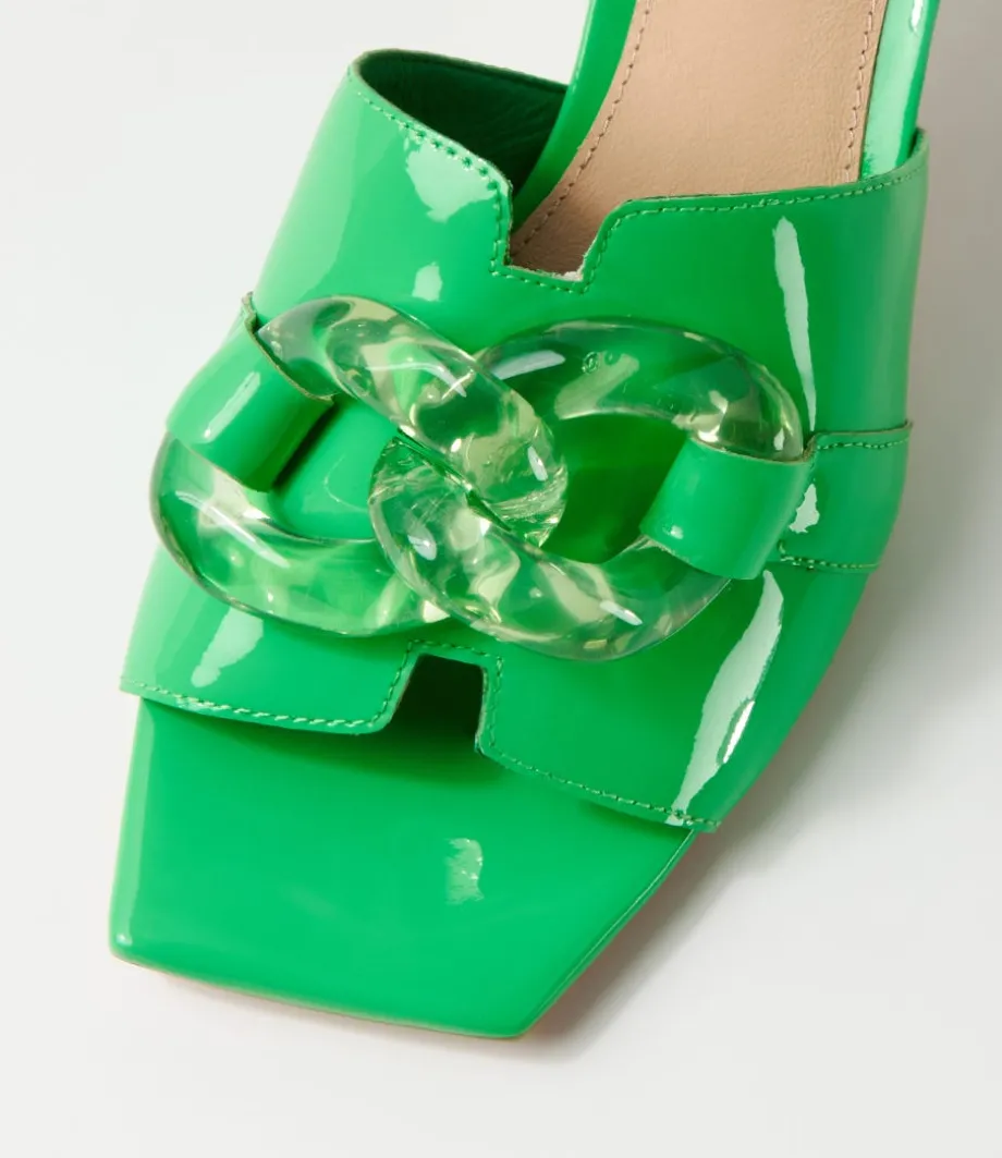 Rulie Lime Patent Leather Mules