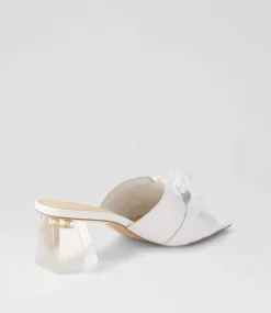 Rulie White Patent Leather Mules