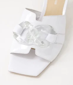 Rulie White Patent Leather Mules