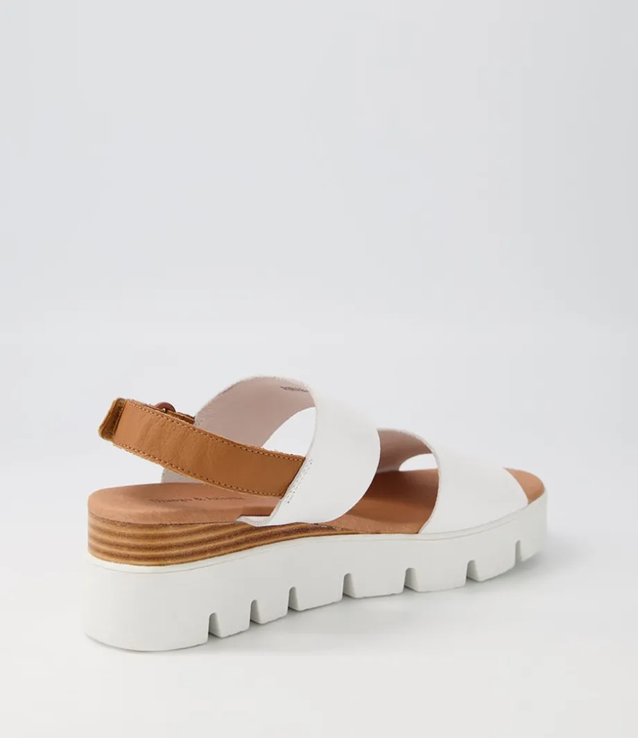Runar White Dark Tan Leather Sandals