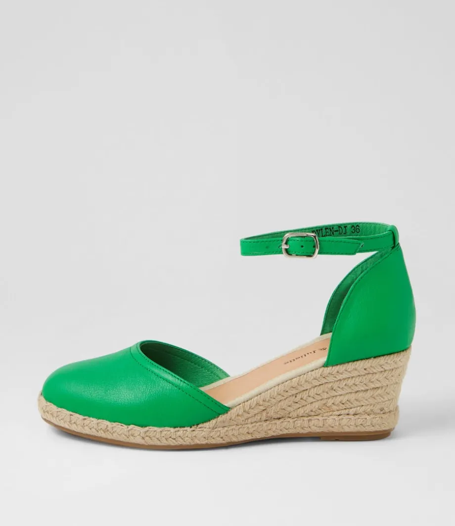 Rylen Bright Emerald Natural Rope Leather Wedges