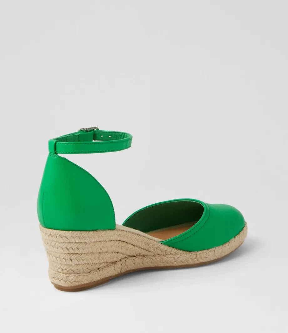 Rylen Bright Emerald Natural Rope Leather Wedges