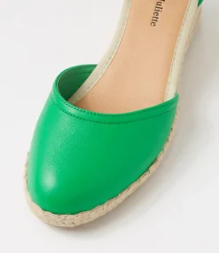 Rylen Bright Emerald Natural Rope Leather Wedges