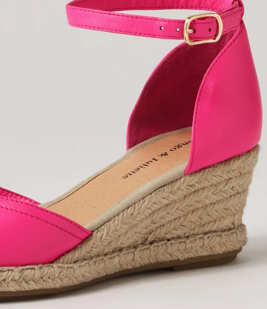 Rylen Hot Pink Natural Rope Leather Wedges