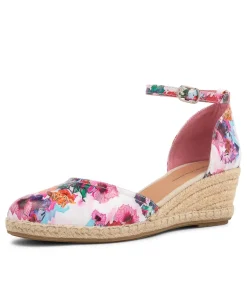 Rylen Poppy Print Natural Rope Leather Wedges
