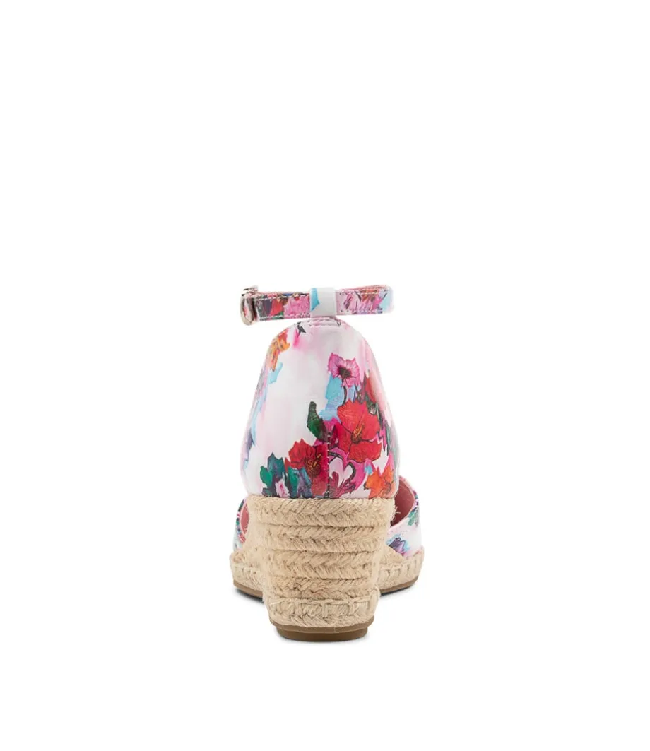 Rylen Poppy Print Natural Rope Leather Wedges