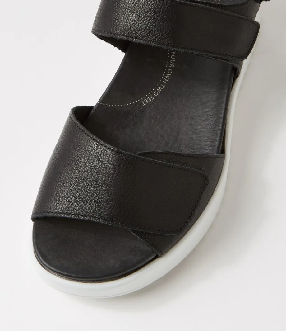 Sadias Xw Black White Leather Sandals