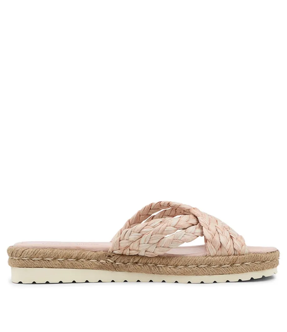 Saffad Peach Syn Raffia Espadrilles