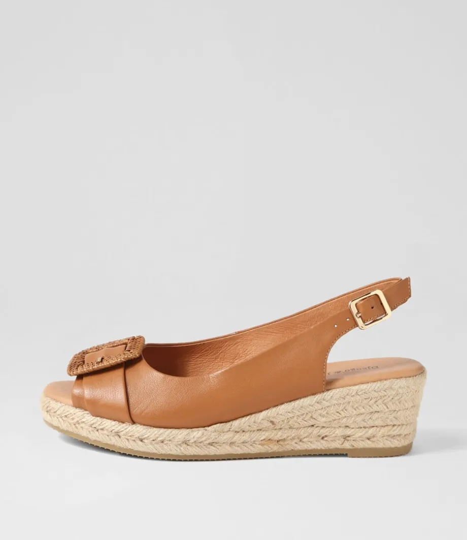 Saloso Dark Tan Natural Leather Buckle Espadrilles