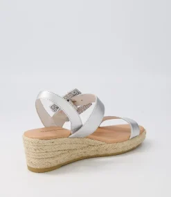 Samiya Silver Leather Buckle Espadrilles