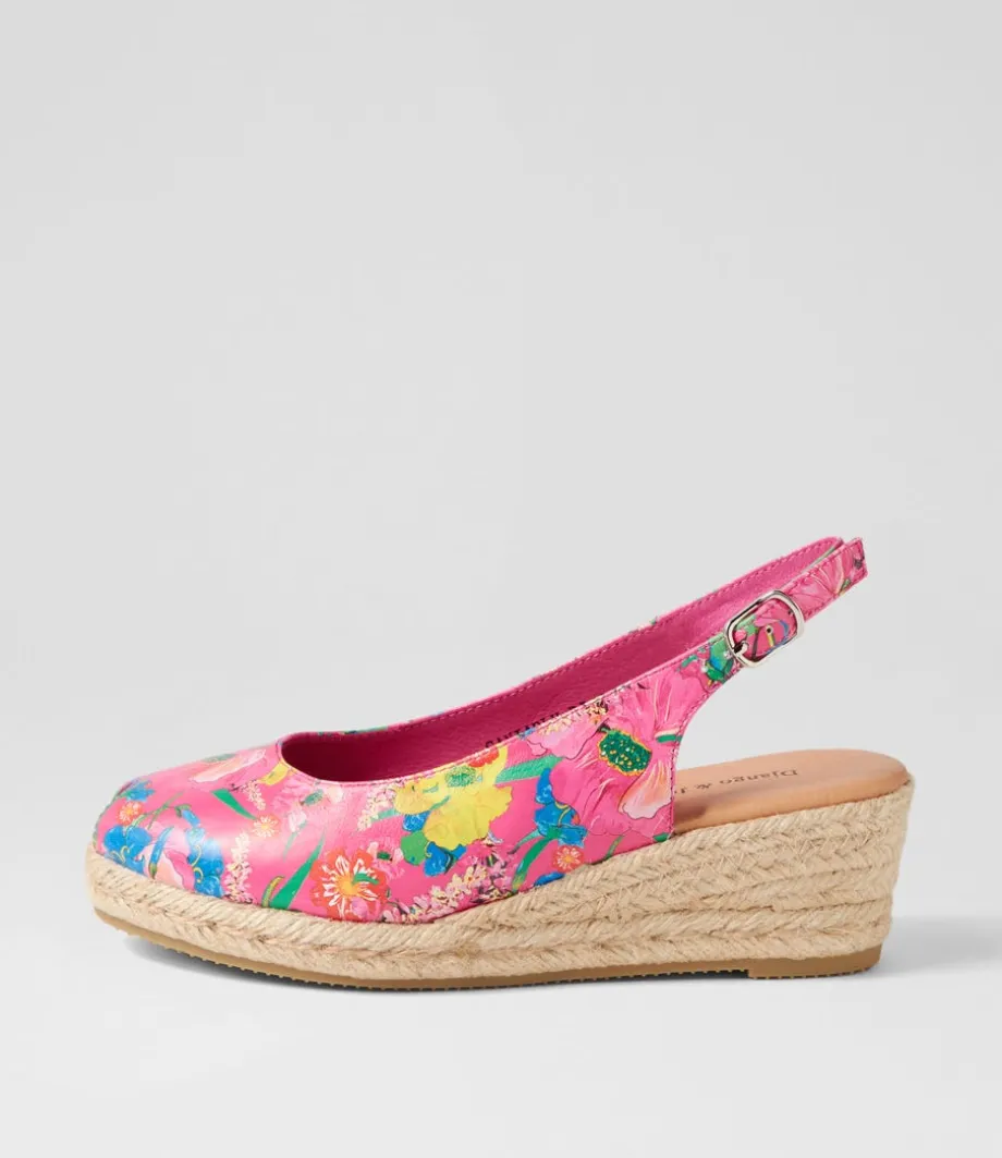 Saniarly Hot Pink Flowermania Leather Sandals