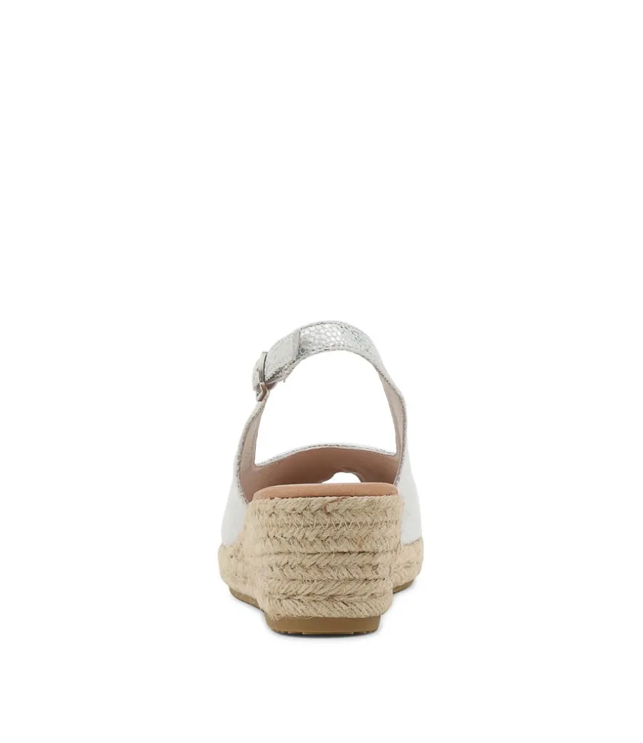 Saniarly Silver Rope Speckle Leather Sandals