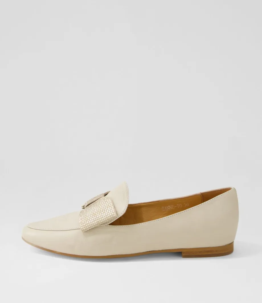 Sanne Almond Gold Jewels Leather Loafers