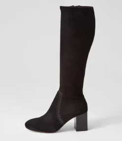 Sari Black Stretch Microsuede Knee High Boots