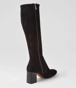 Sari Black Stretch Microsuede Knee High Boots