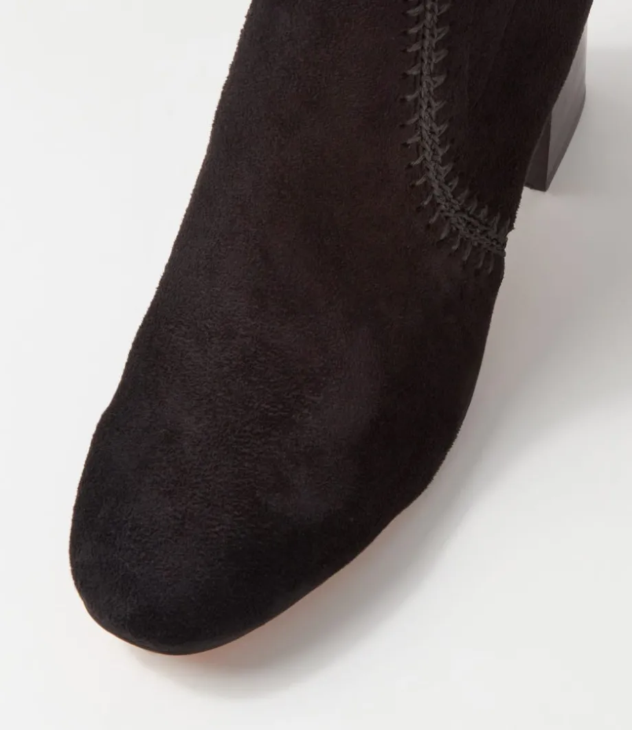 Sari Black Stretch Microsuede Knee High Boots