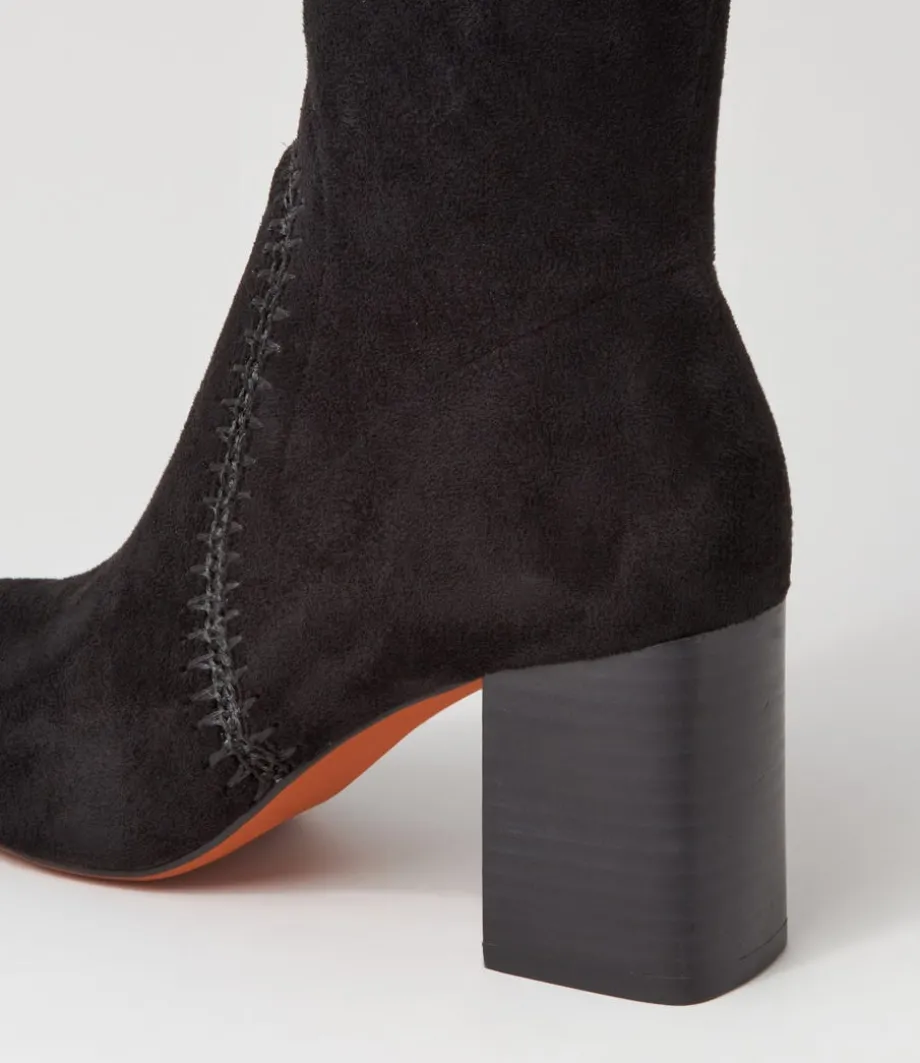Sari Black Stretch Microsuede Knee High Boots