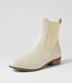 Satima Almond Leather Elastic Ankle Boots