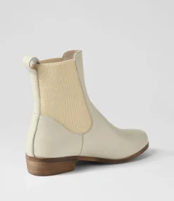 Satima Almond Leather Elastic Ankle Boots