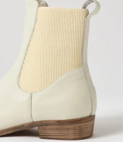 Satima Almond Leather Elastic Ankle Boots