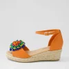 Savea Bright Orange Leather Suede Espadrilles
