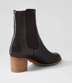 Sebasy Black Natural Heel Leather Chelsea Boots