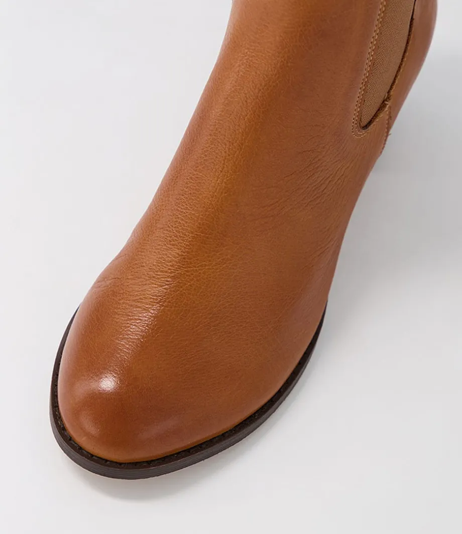 Sebasy New Tan Choc Leather Chelsea Boots
