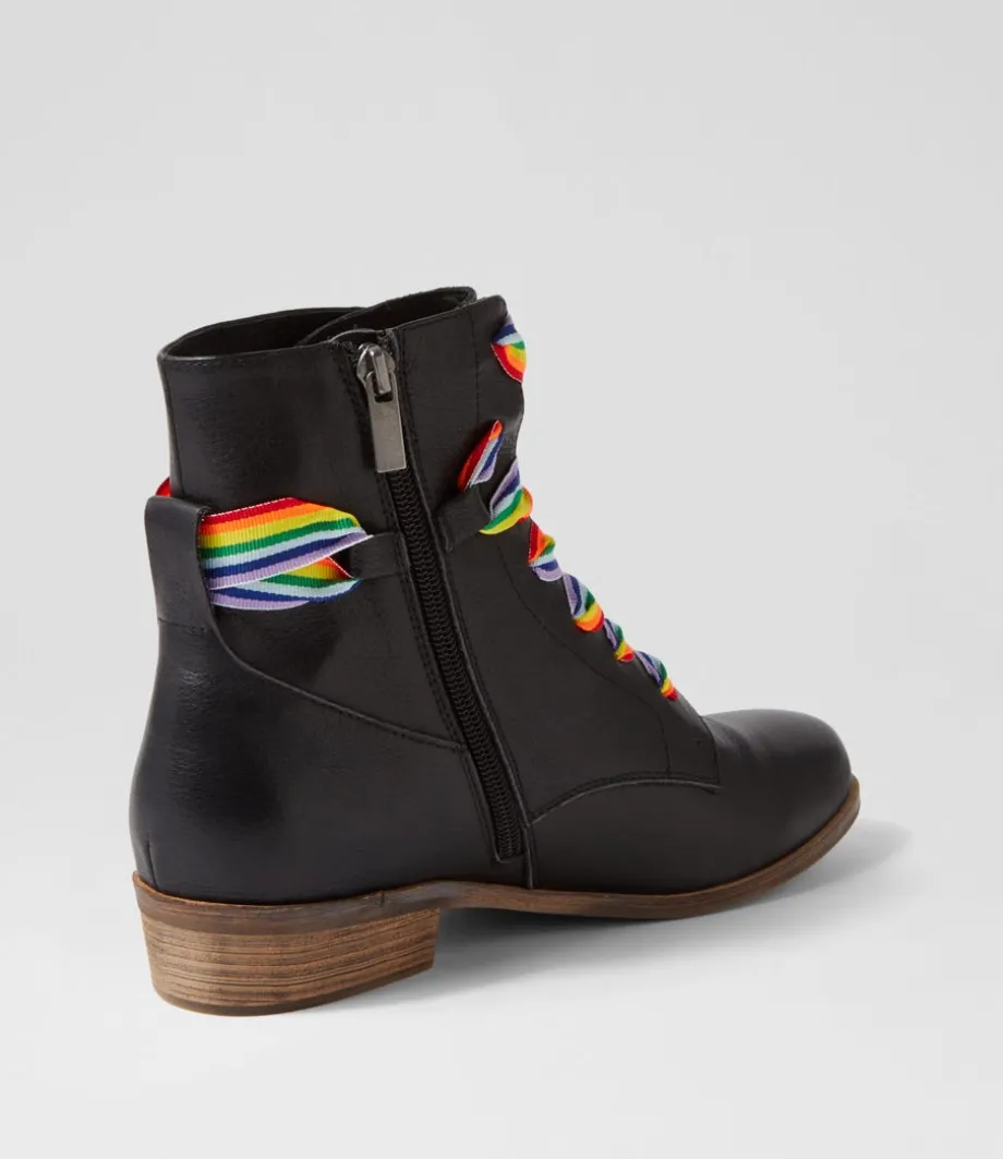 Serge Black Leather Lace Up Boots