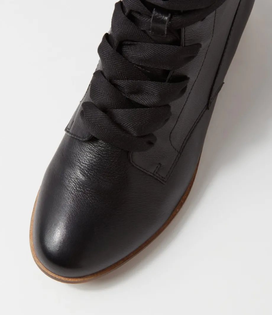 Serge Black Leather Lace Up Boots